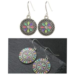 2pc Floral bohemian Starburst enamel earring set